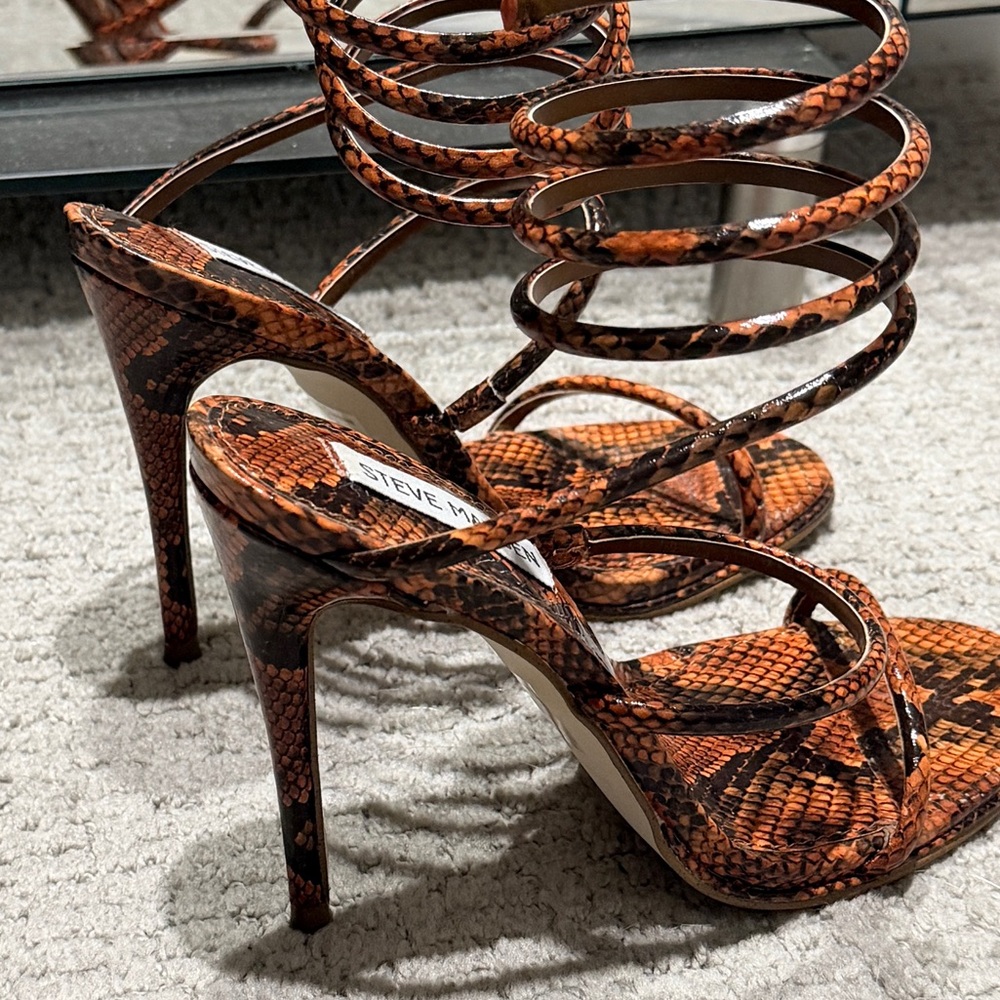 Steve Madden Orange and Black Snakeskin Heels